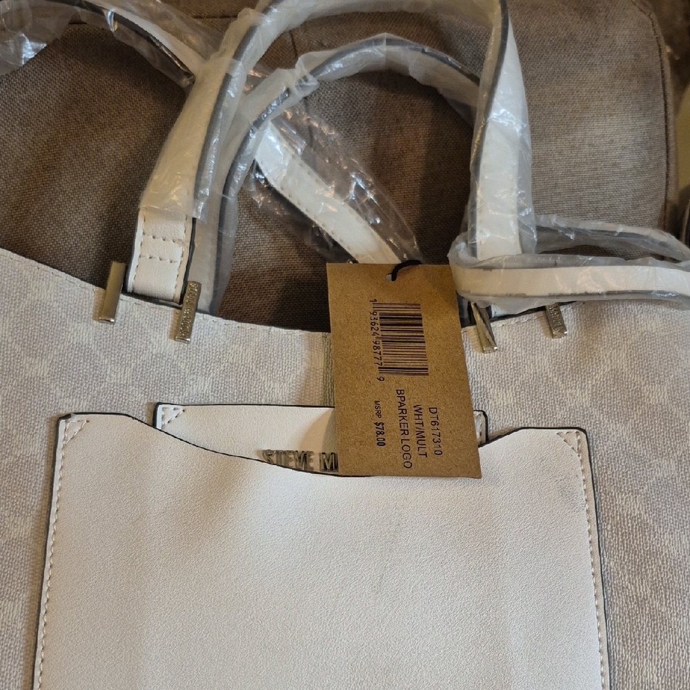 NWT Steve Madden Elegant White Designer Tote Bag
